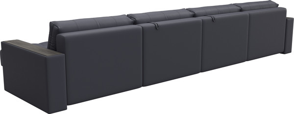 Изображение товара Диван П-образный Лига Диванов Лига-049 НПБ Лонг с декором (экокожа Grifon 15 серый)