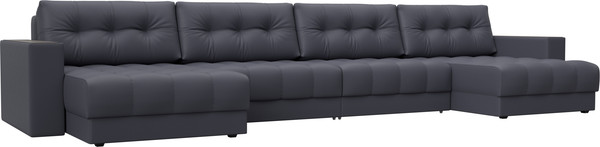 Изображение товара Диван П-образный Лига Диванов Лига-049 НПБ Лонг с декором (экокожа Grifon 15 серый)