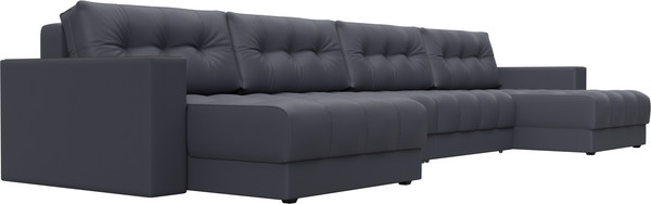 Изображение товара Диван П-образный Лига Диванов Лига-049 НПБ Лонг с декором (экокожа Grifon 15 серый)