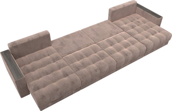 Изображение товара Диван П-образный Лига Диванов Лига-049 НПБ Лонг с декором (велюр Tower 05 бежевый)