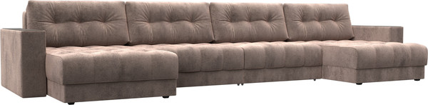 Изображение товара Диван П-образный Лига Диванов Лига-049 НПБ Лонг с декором (велюр Tower 05 бежевый)