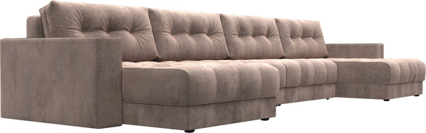 Изображение товара Диван П-образный Лига Диванов Лига-049 НПБ Лонг с декором (велюр Tower 05 бежевый)