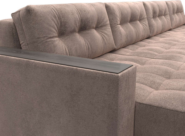 Изображение товара Диван П-образный Лига Диванов Лига-049 НПБ Лонг с декором (велюр Tower 05 бежевый)