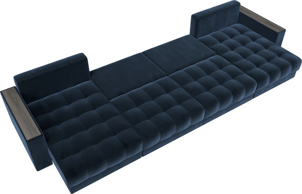 Изображение товара Диван П-образный Лига Диванов Лига-049 НПБ Лонг с декором (велюр Tower 13 синий)