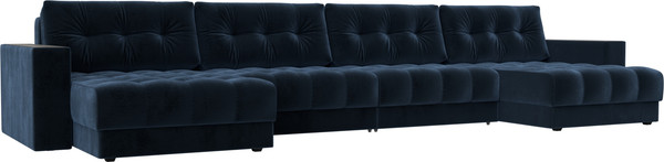 Изображение товара Диван П-образный Лига Диванов Лига-049 НПБ Лонг с декором (велюр Tower 13 синий)