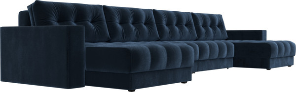 Изображение товара Диван П-образный Лига Диванов Лига-049 НПБ Лонг с декором (велюр Tower 13 синий)