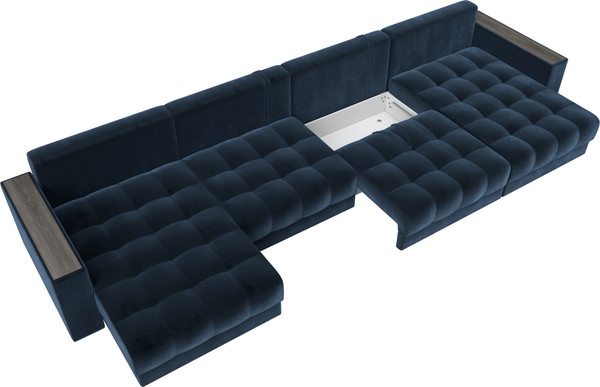Изображение товара Диван П-образный Лига Диванов Лига-049 НПБ Лонг с декором (велюр Tower 13 синий)