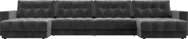 Изображение товара Диван П-образный Лига Диванов Лига-049 НПБ Лонг с декором (велюр Tower 10 серый)