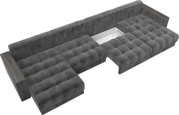 Изображение товара Диван П-образный Лига Диванов Лига-049 НПБ Лонг с декором (велюр Tower 10 серый)