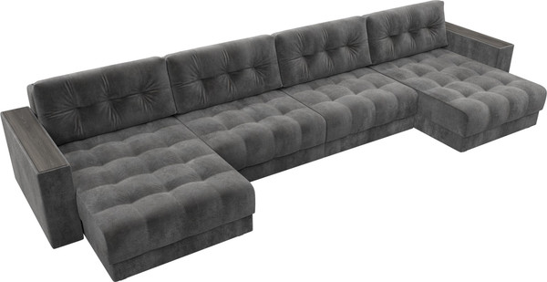Изображение товара Диван П-образный Лига Диванов Лига-049 НПБ Лонг с декором (велюр Tower 10 серый)
