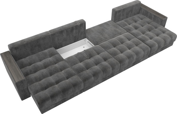 Изображение товара Диван П-образный Лига Диванов Лига-049 НПБ Лонг с декором (велюр Tower 10 серый)