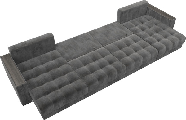 Изображение товара Диван П-образный Лига Диванов Лига-049 НПБ Лонг с декором (велюр Tower 10 серый)