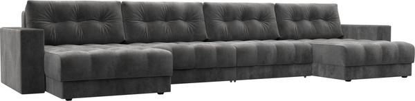 Изображение товара Диван П-образный Лига Диванов Лига-049 НПБ Лонг с декором (велюр Tower 10 серый)
