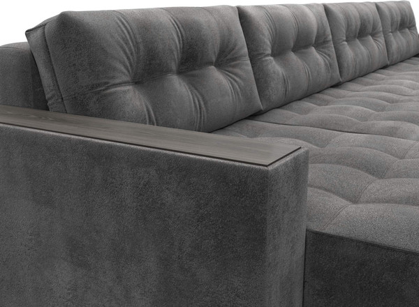 Изображение товара Диван П-образный Лига Диванов Лига-049 НПБ Лонг с декором (велюр Tower 10 серый)