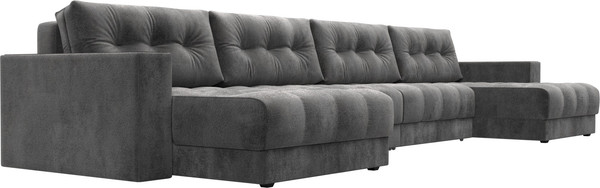 Изображение товара Диван П-образный Лига Диванов Лига-049 НПБ Лонг с декором (велюр Tower 10 серый)