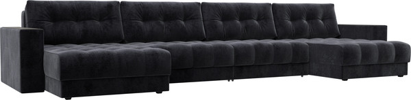 Изображение товара Диван П-образный Лига Диванов Лига-049 НПБ Лонг с декором (велюр Tower 11 темно-серый)