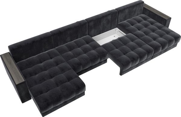 Изображение товара Диван П-образный Лига Диванов Лига-049 НПБ Лонг с декором (велюр Tower 11 темно-серый)