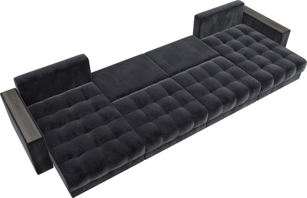 Изображение товара Диван П-образный Лига Диванов Лига-049 НПБ Лонг с декором (велюр Tower 11 темно-серый)