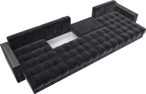 Изображение товара Диван П-образный Лига Диванов Лига-049 НПБ Лонг с декором (велюр Tower 11 темно-серый)