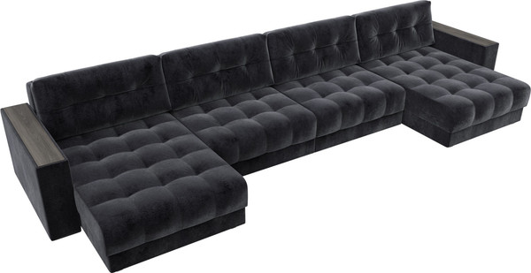 Изображение товара Диван П-образный Лига Диванов Лига-049 НПБ Лонг с декором (велюр Tower 11 темно-серый)