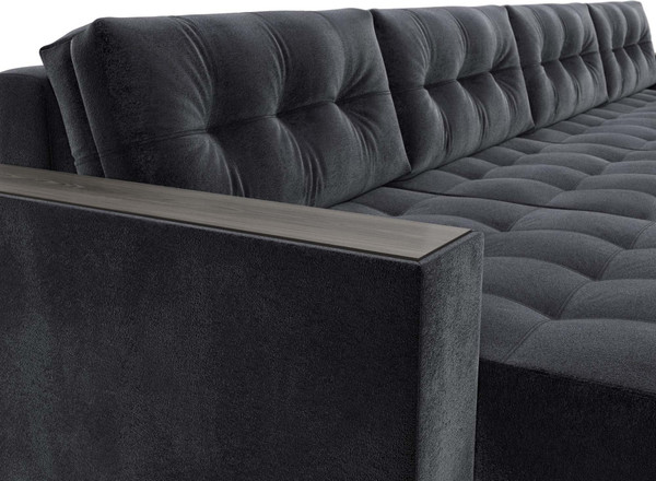 Изображение товара Диван П-образный Лига Диванов Лига-049 НПБ Лонг с декором (велюр Tower 11 темно-серый)