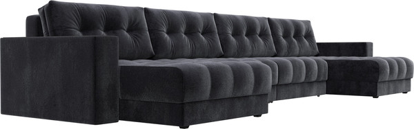 Изображение товара Диван П-образный Лига Диванов Лига-049 НПБ Лонг с декором (велюр Tower 11 темно-серый)