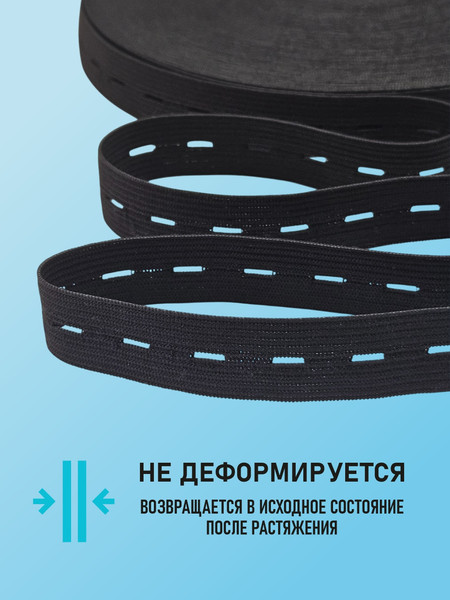 Изображение товара Резинка для шитья Sentex Перфорированная 20мм РП (10м, черный)