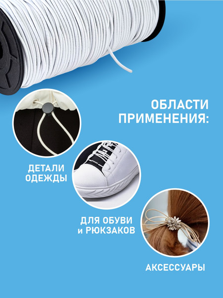 Изображение товара Резинка для шитья Sentex Шляпная 2.5мм РШ (5м, белый)