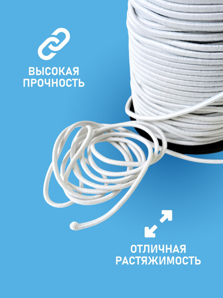 Изображение товара Резинка для шитья Sentex Шляпная 2.5мм РШ (5м, белый)