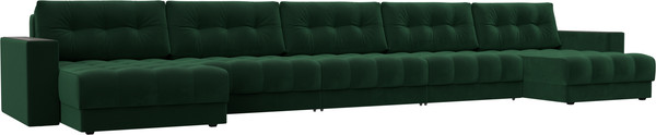 Изображение товара Диван П-образный Лига Диванов Лига-049 НПБ МегаЛонг с декором (велюр Seven 626 зеленый)