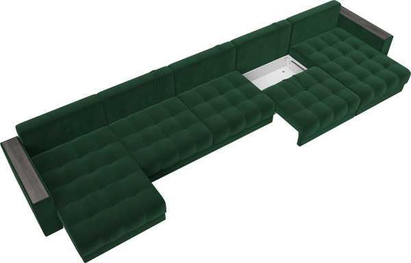 Изображение товара Диван П-образный Лига Диванов Лига-049 НПБ МегаЛонг с декором (велюр Seven 626 зеленый)