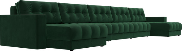 Изображение товара Диван П-образный Лига Диванов Лига-049 НПБ МегаЛонг с декором (велюр Seven 626 зеленый)
