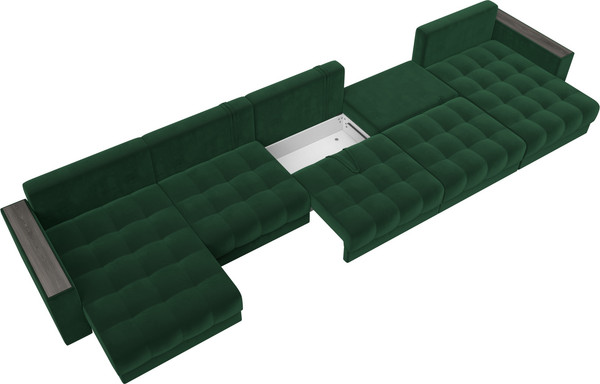Изображение товара Диван П-образный Лига Диванов Лига-049 НПБ МегаЛонг с декором (велюр Seven 626 зеленый)