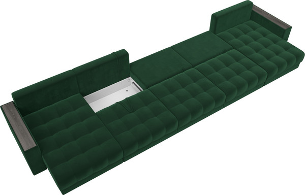 Изображение товара Диван П-образный Лига Диванов Лига-049 НПБ МегаЛонг с декором (велюр Seven 626 зеленый)