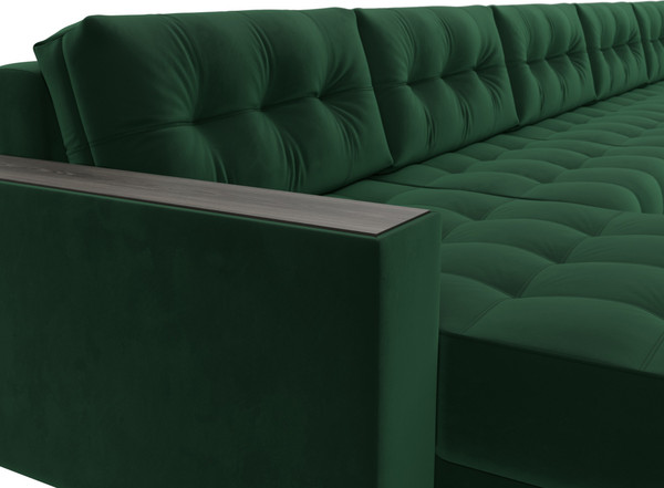 Изображение товара Диван П-образный Лига Диванов Лига-049 НПБ МегаЛонг с декором (велюр Seven 626 зеленый)
