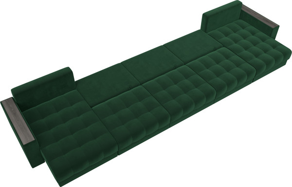 Изображение товара Диван П-образный Лига Диванов Лига-049 НПБ МегаЛонг с декором (велюр Seven 626 зеленый)