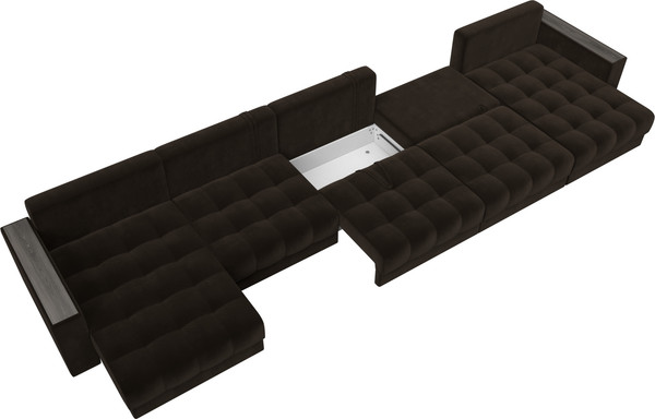 Изображение товара Диван П-образный Лига Диванов Лига-049 НПБ МегаЛонг с декором (велюр Seven 727 коричневый)
