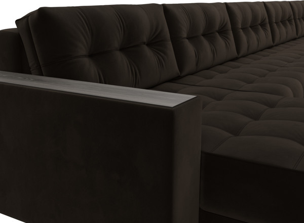 Изображение товара Диван П-образный Лига Диванов Лига-049 НПБ МегаЛонг с декором (велюр Seven 727 коричневый)