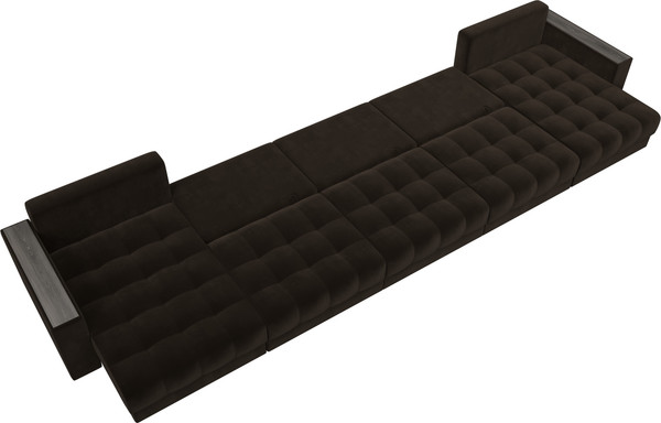 Изображение товара Диван П-образный Лига Диванов Лига-049 НПБ МегаЛонг с декором (велюр Seven 727 коричневый)