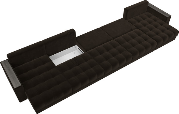 Изображение товара Диван П-образный Лига Диванов Лига-049 НПБ МегаЛонг с декором (велюр Seven 727 коричневый)