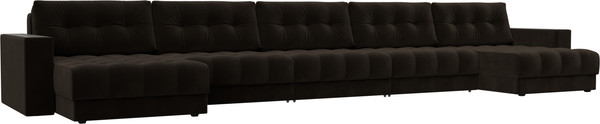 Изображение товара Диван П-образный Лига Диванов Лига-049 НПБ МегаЛонг с декором (велюр Seven 727 коричневый)