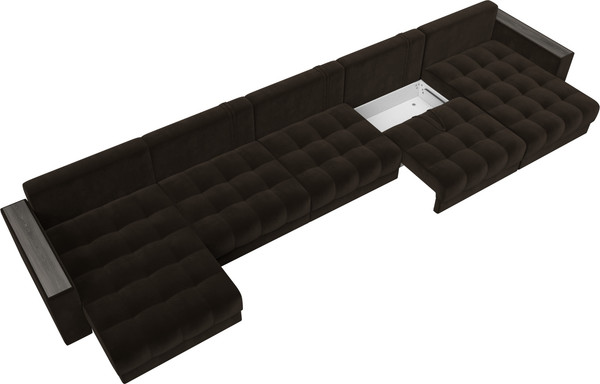 Изображение товара Диван П-образный Лига Диванов Лига-049 НПБ МегаЛонг с декором (велюр Seven 727 коричневый)
