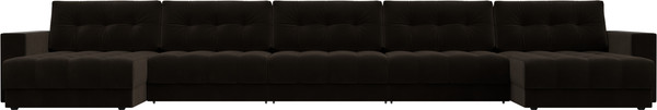 Изображение товара Диван П-образный Лига Диванов Лига-049 НПБ МегаЛонг с декором (велюр Seven 727 коричневый)