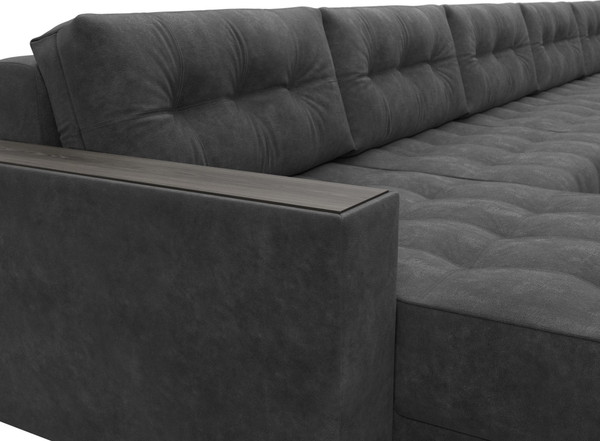 Изображение товара Диван П-образный Лига Диванов Лига-049 НПБ МегаЛонг с декором (велюр Brut 16 темно-серый)