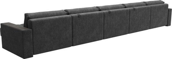 Изображение товара Диван П-образный Лига Диванов Лига-049 НПБ МегаЛонг с декором (велюр Brut 16 темно-серый)