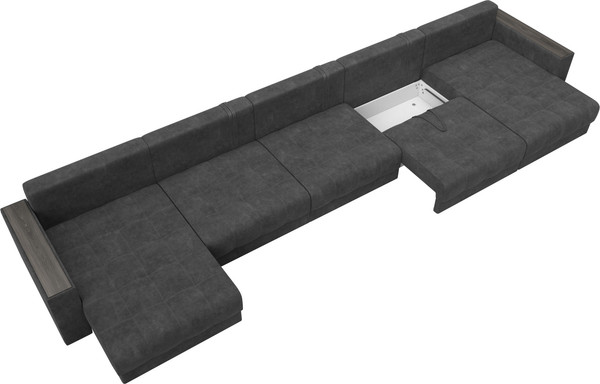 Изображение товара Диван П-образный Лига Диванов Лига-049 НПБ МегаЛонг с декором (велюр Brut 16 темно-серый)