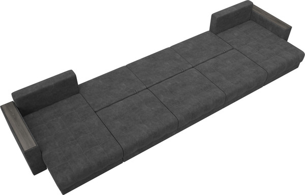 Изображение товара Диван П-образный Лига Диванов Лига-049 НПБ МегаЛонг с декором (велюр Brut 16 темно-серый)