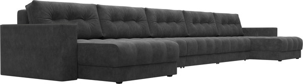 Изображение товара Диван П-образный Лига Диванов Лига-049 НПБ МегаЛонг с декором (велюр Brut 16 темно-серый)