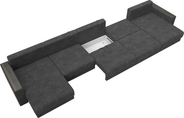 Изображение товара Диван П-образный Лига Диванов Лига-049 НПБ МегаЛонг с декором (велюр Brut 16 темно-серый)