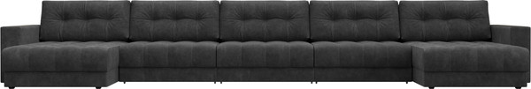 Изображение товара Диван П-образный Лига Диванов Лига-049 НПБ МегаЛонг с декором (велюр Brut 16 темно-серый)